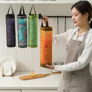 Grocery Bag Organizer Hanging Storage for Kitchen