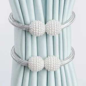 Silver Luxury Magnetic Curtain Tie Backs – লাক্সারি পিঙ্ক পর্দার বাঁধন 2 পিস সেট, ম্যাগনেটিক ডিজাইন, ঘরের সাজে আকর্ষণীয় সংযোজন।