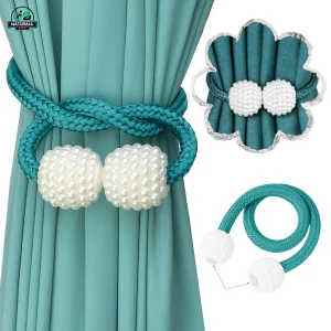 Blue Luxury Magnetic Curtain Tie Backs – লাক্সারি নীল পর্দার বাঁধন 2 পিস সেট, ম্যাগনেটিক ডিজাইন, ঘরের সাজে আকর্ষণীয় সংযোজন।