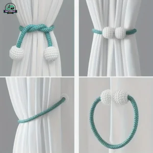 নীল লাক্সারি পর্দা বাঁধন – দুই পিস সেট একসাথে