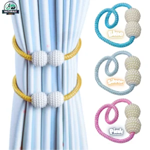 Gold magnetic curtain tie back with pearl design for living room curtains