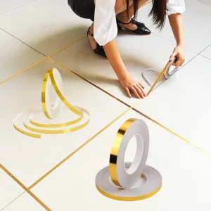 Golden self adhesive waterproof tile gap tape for floor and wall sealing