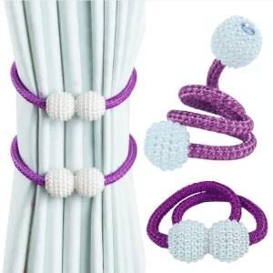 Luxury Magnetic Curtain Tie Back Purple Color - Naturals Deco