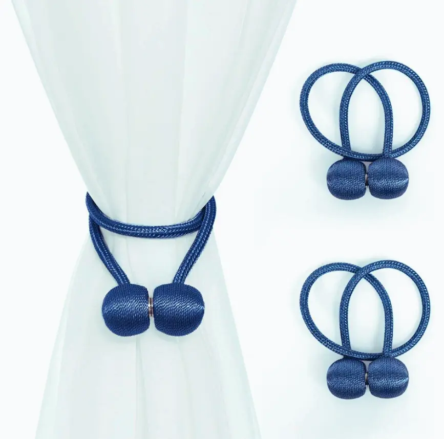 Blue Premium Luxury Magnetic Curtain Tiebacks-(নীল 2 পিস সেট) আধুনিক ও লাক্সারি পর্দার ম্যাগনেটিক বাঁধন